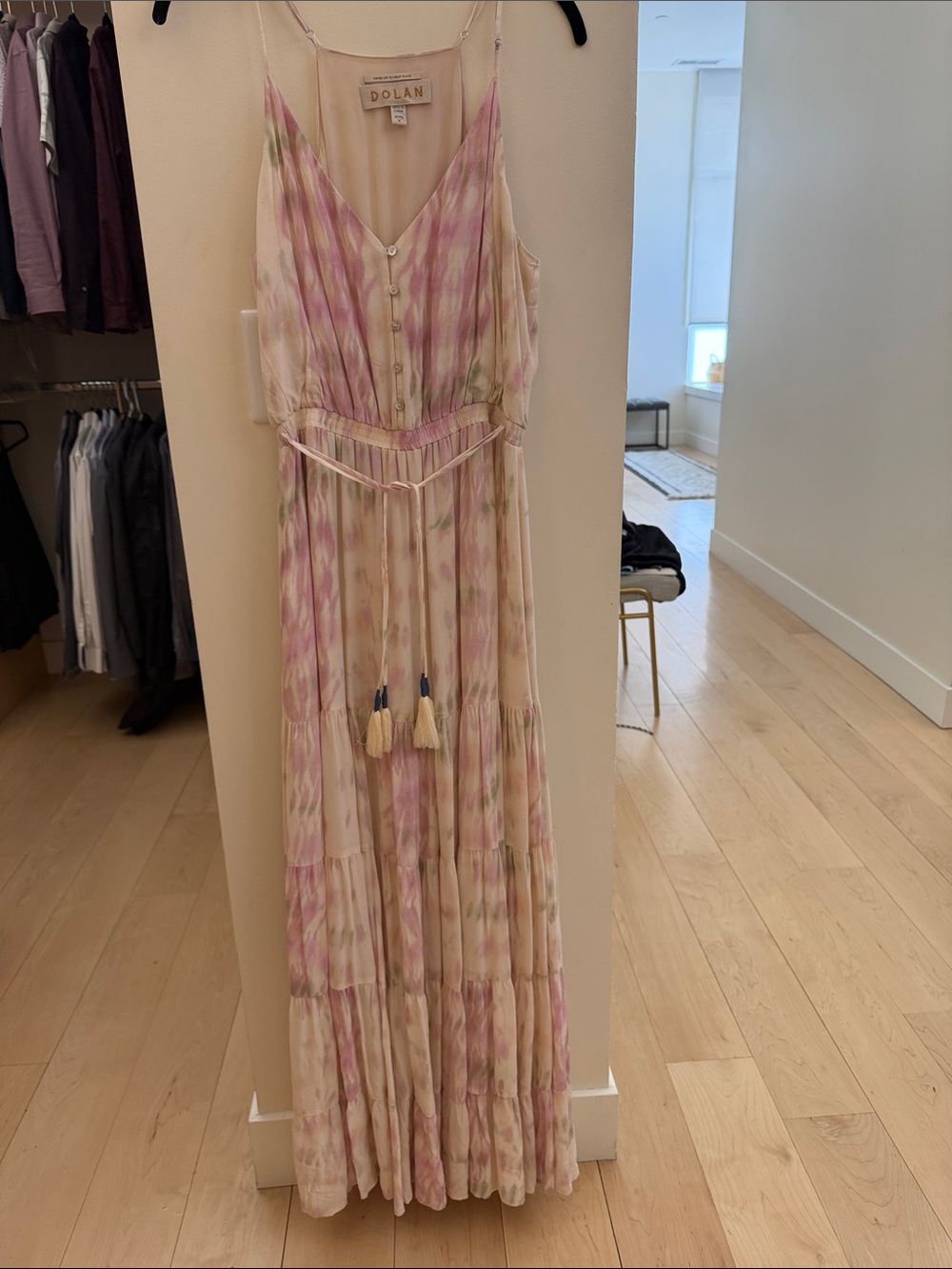 dolan Pink and Cream Tie-Dye Spaghetti Strap Maxi Dress